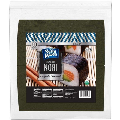 Sushi Maven Roasted Nori Organic Seaweed Sheets 50 Pack