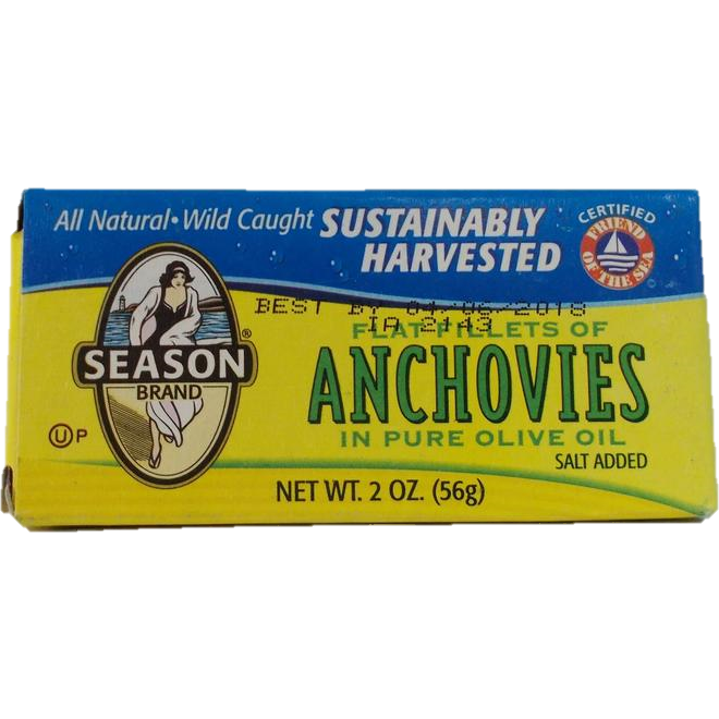 Season Flat Anchovies In Olive Oil 56G
