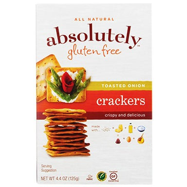 ABSOLUTELY G/F CRACKERS TOASTED ONION 125G x 12